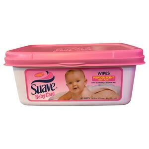 Vintage Suave Baby Care Wipes Container Pink Refillable Tub Powder Scent Empty